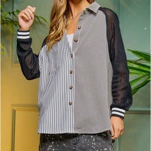 Brand Davi&Dani, button down shirt with mesh sleeves. NWT